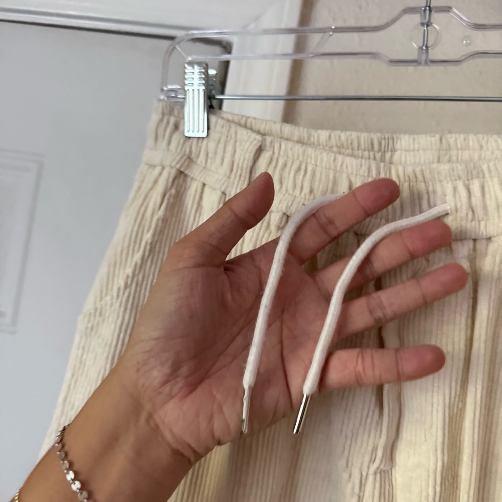 AELFRIC EDEN white off‎ white corduroy straight leg pull on elastic pants - Picture 4 of 8